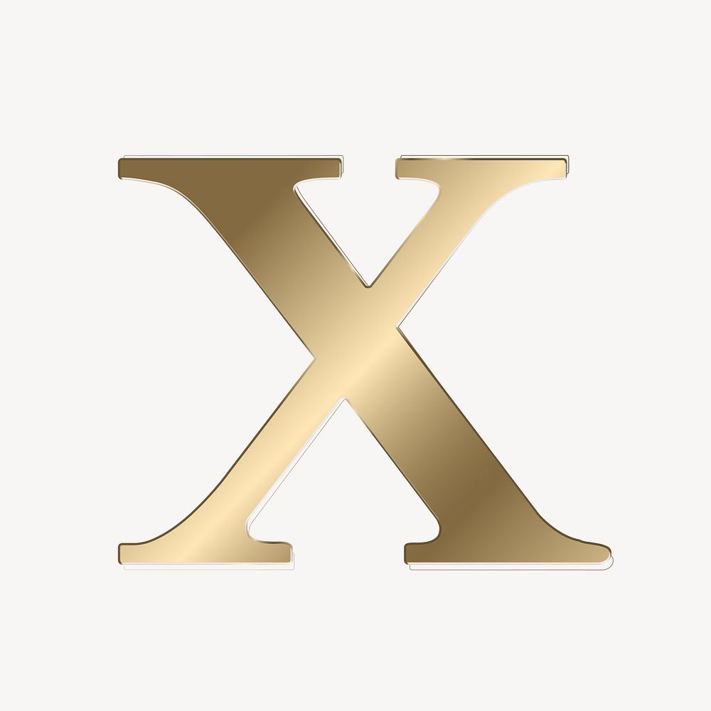 Letter x in gold metallic font illustration