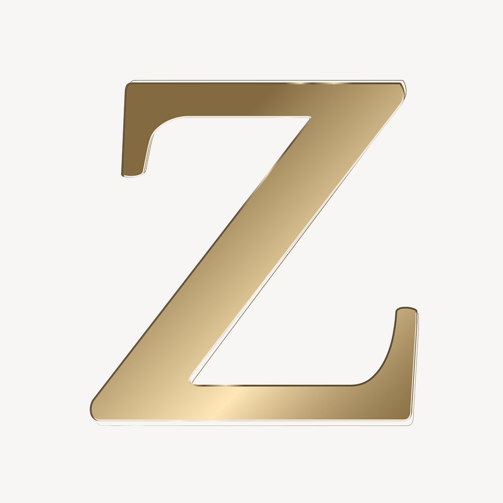 Letter z in gold metallic font illustration