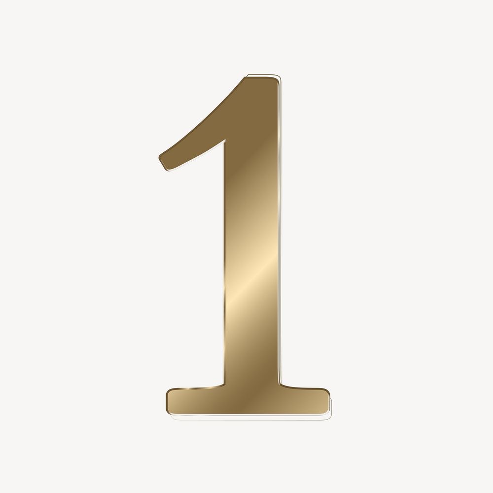 Number 1 in gold metallic font illustration