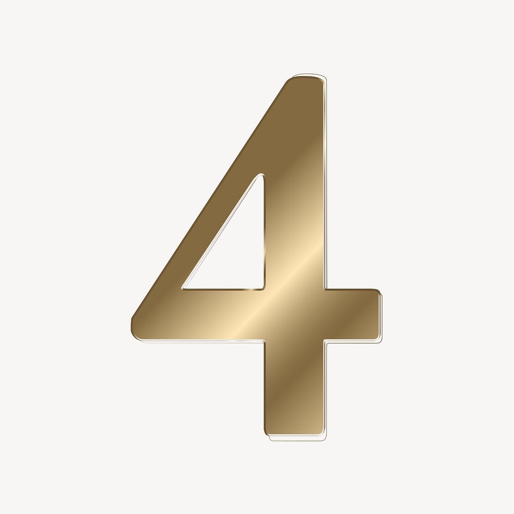 Number 4 in gold metallic font illustration