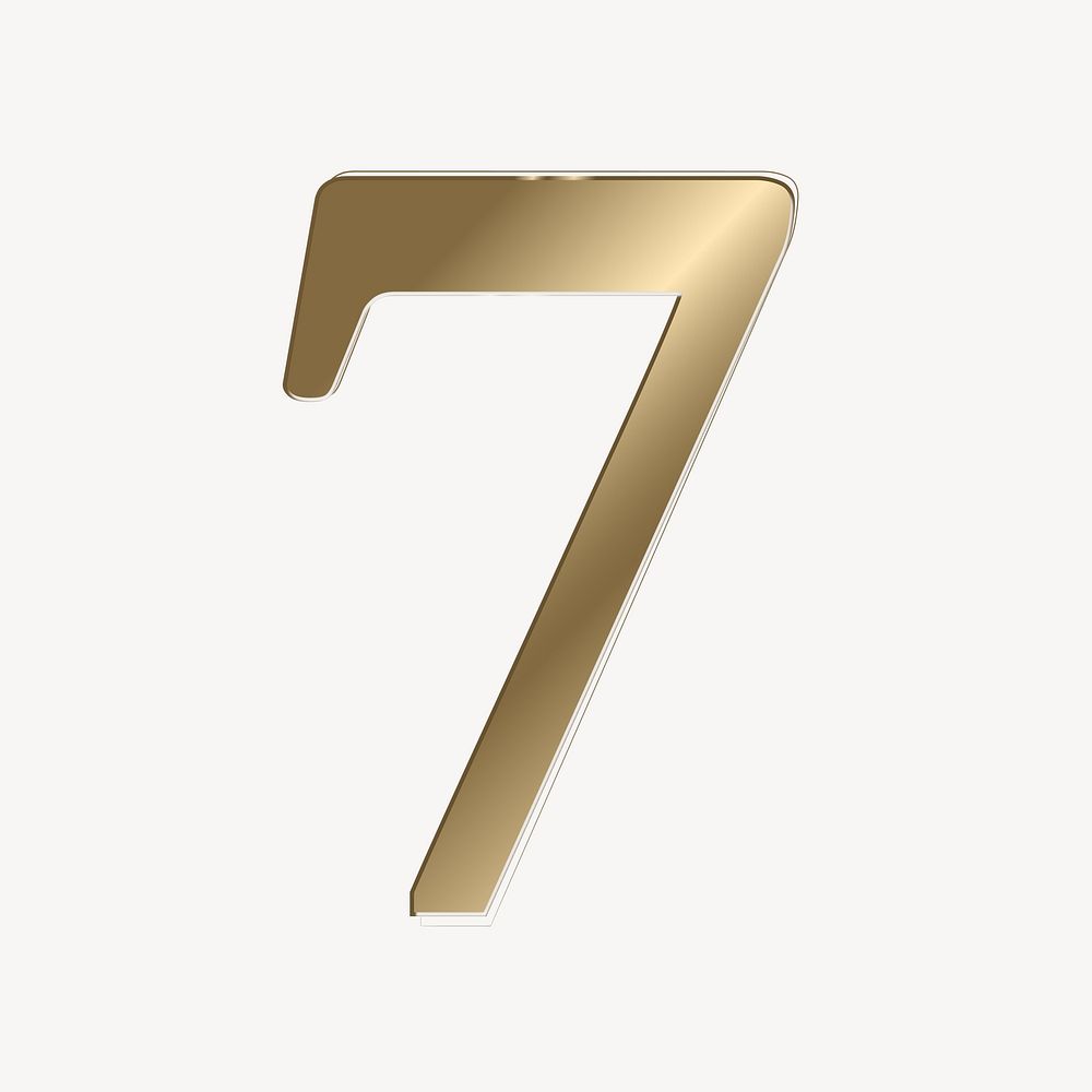 Number 7 in gold metallic font illustration