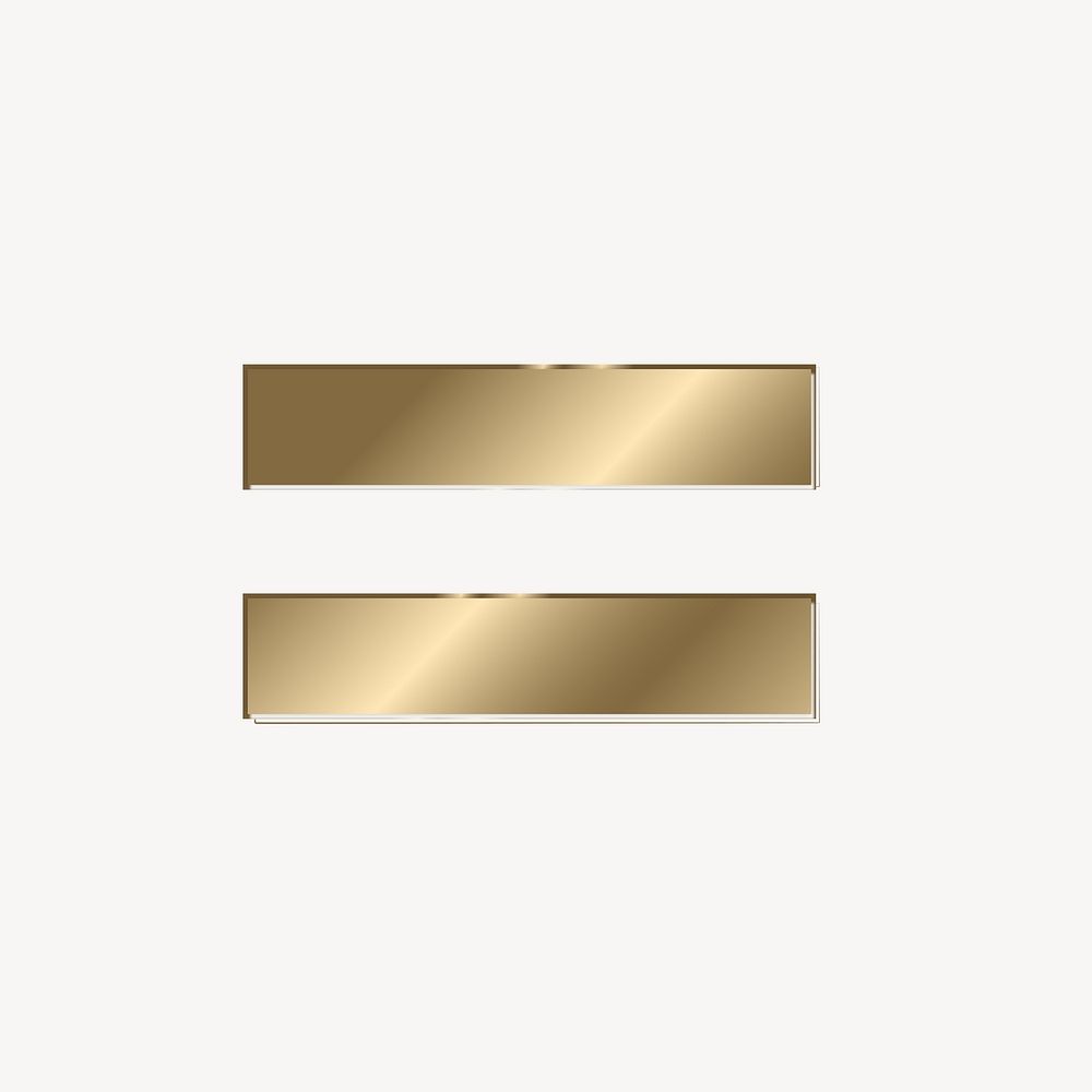 Equal to in gold metallic symbol illustration