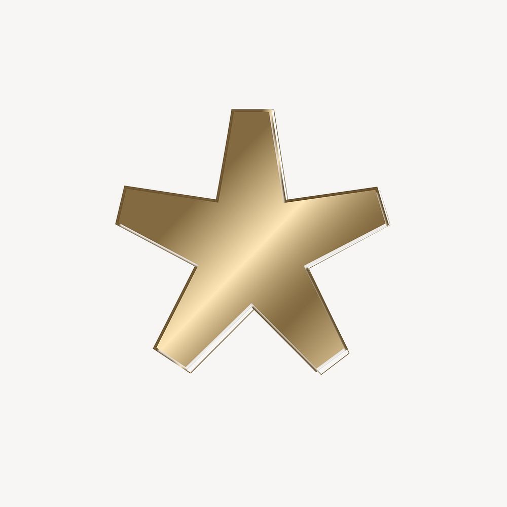 Asterisk in gold metallic symbol illustration
