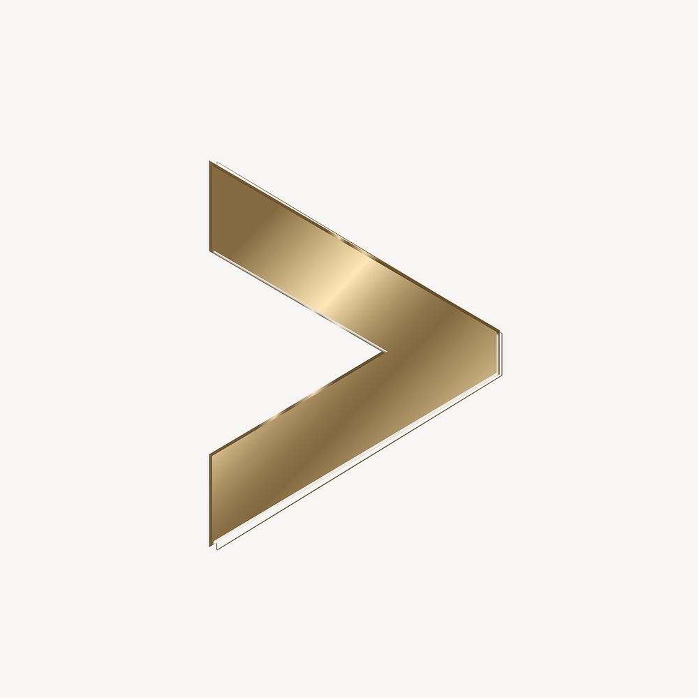 Greater than in gold metallic symbol illustration