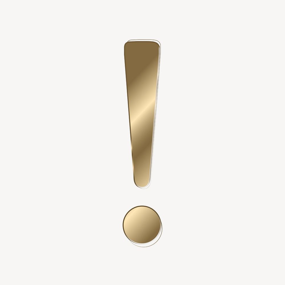 Exclamation mark in gold metallic symbol illustration