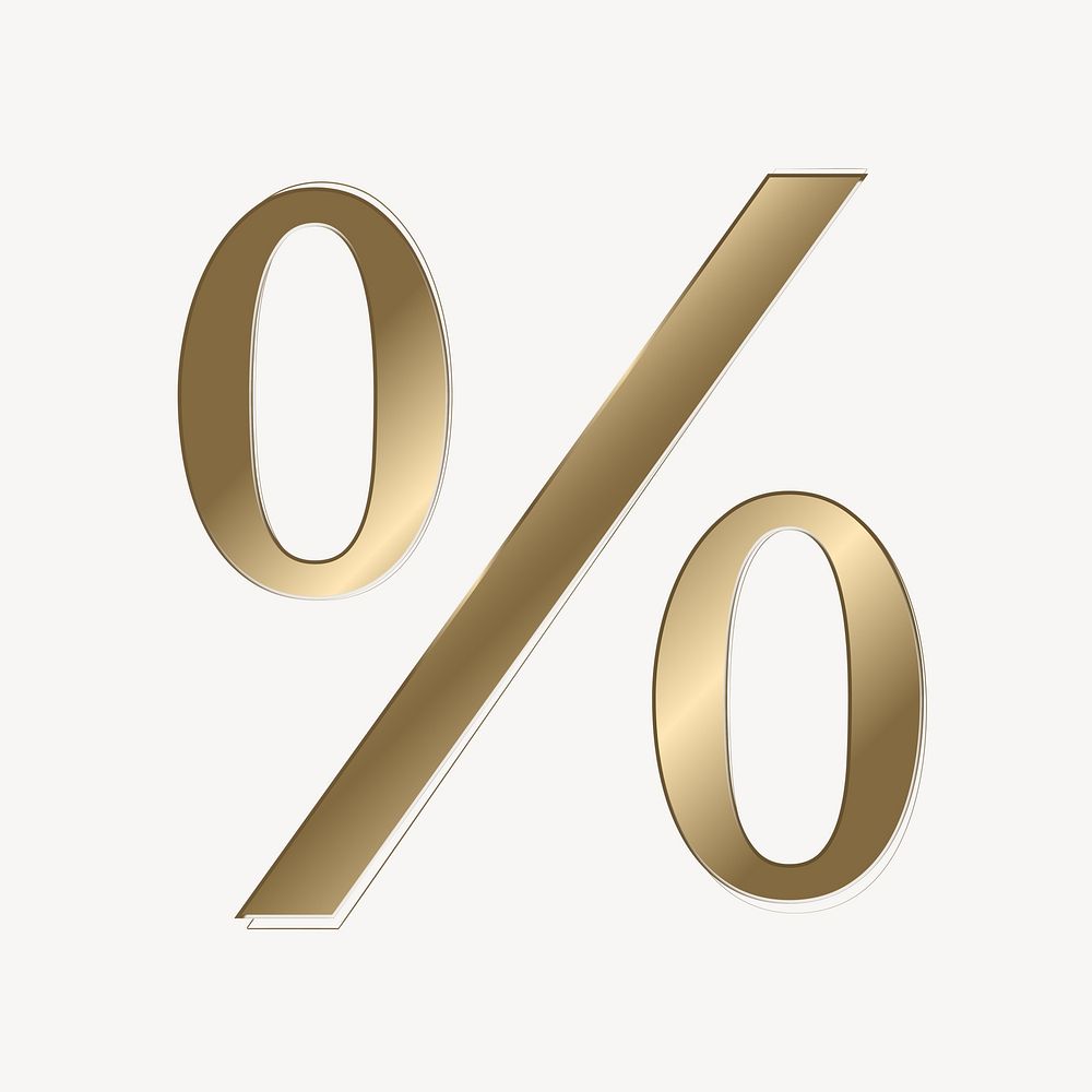 Percentage in gold metallic symbol illustration