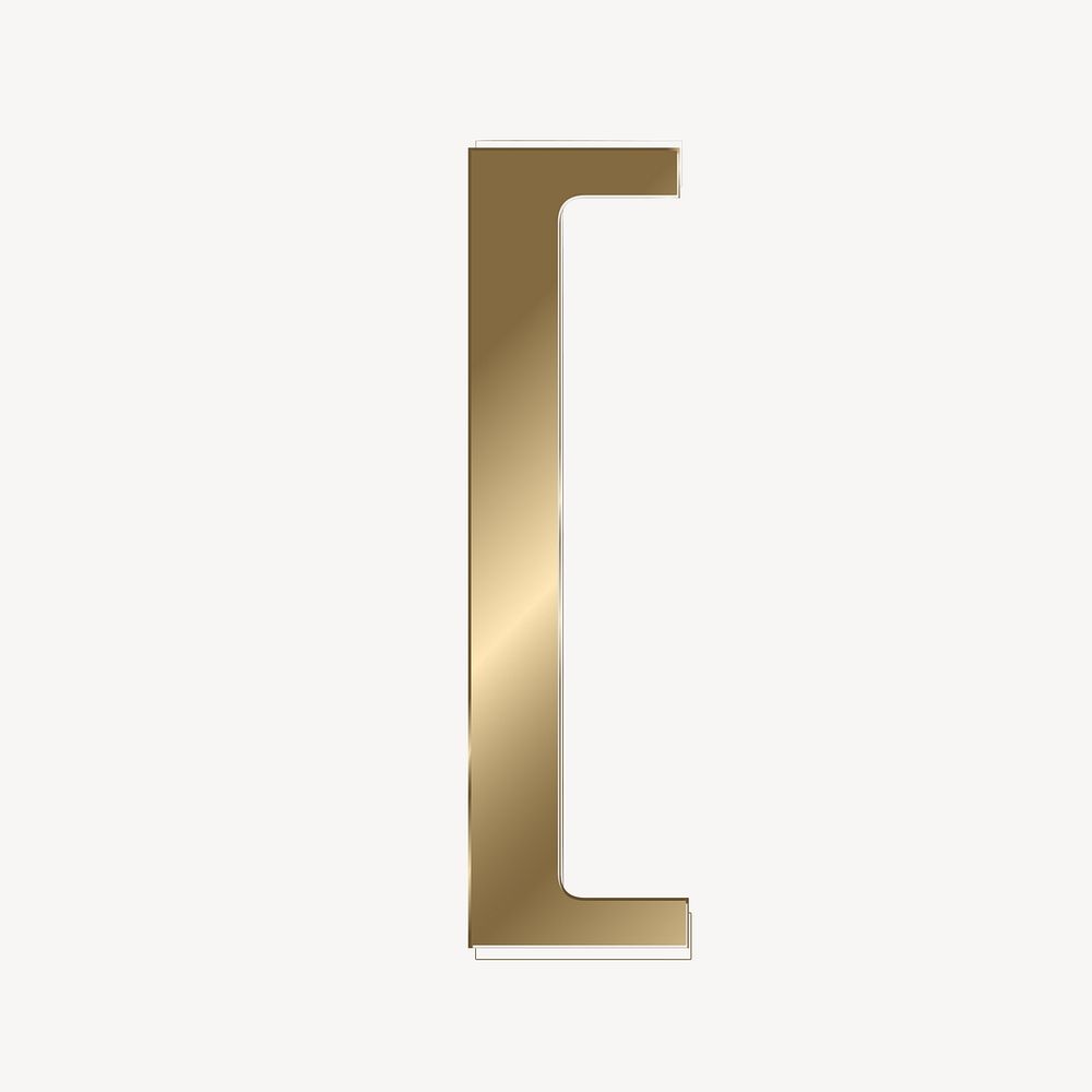 Square bracket in gold metallic symbol illustration