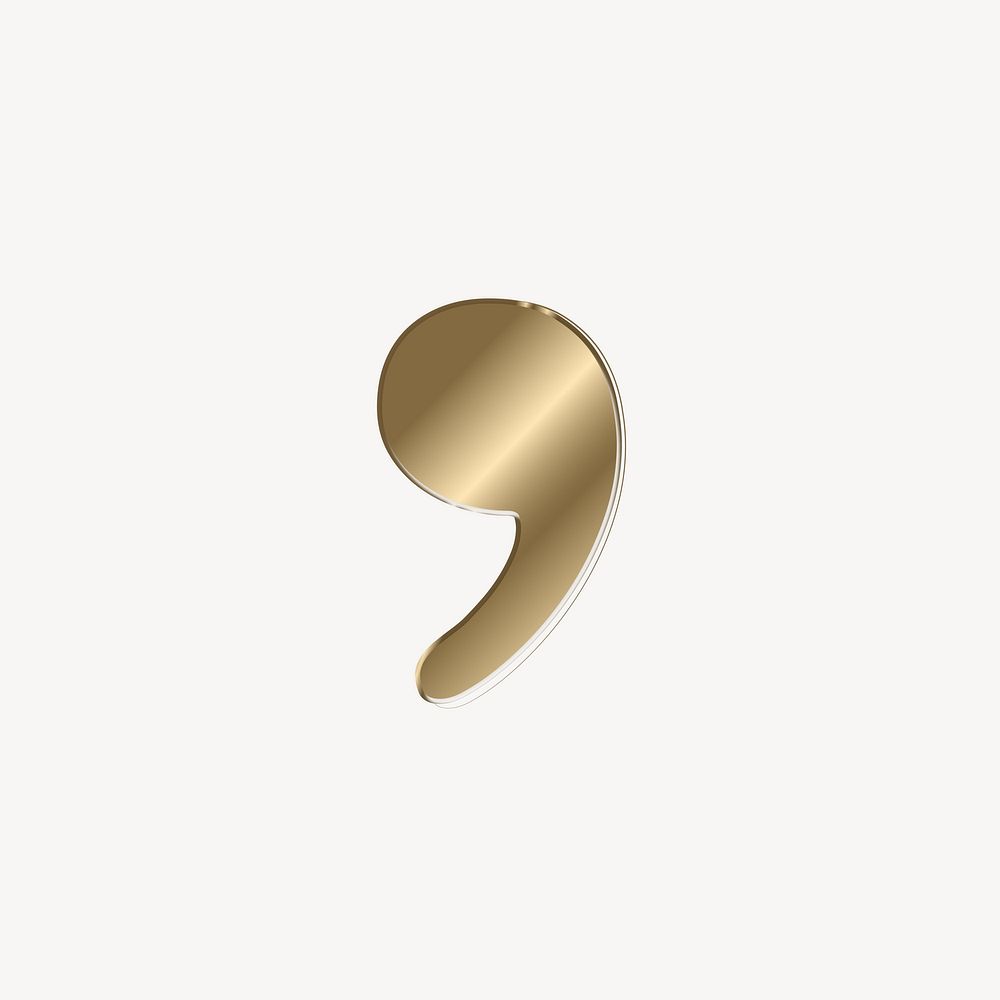 Comma in gold metallic symbol illustration