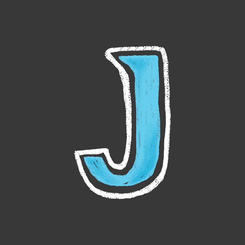 Letter J crayon font illustration
