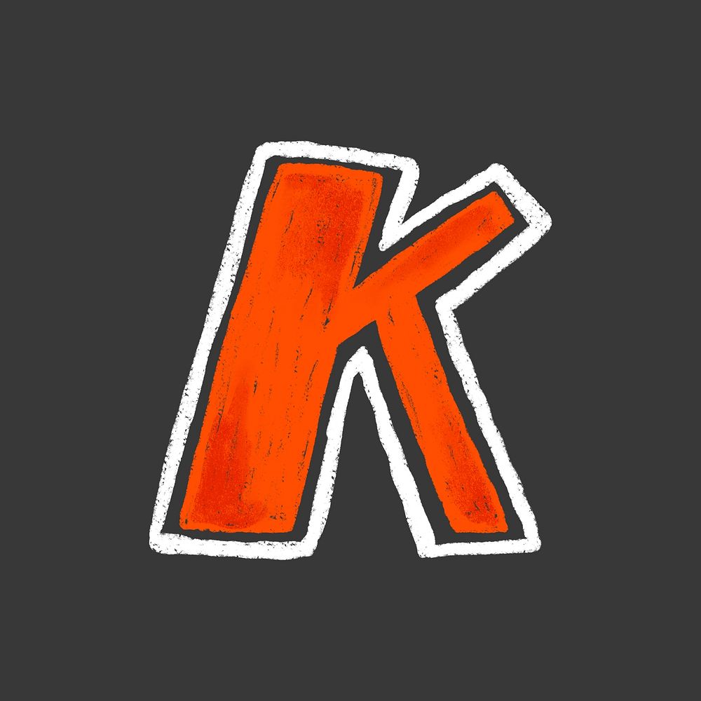 Letter K crayon font illustration