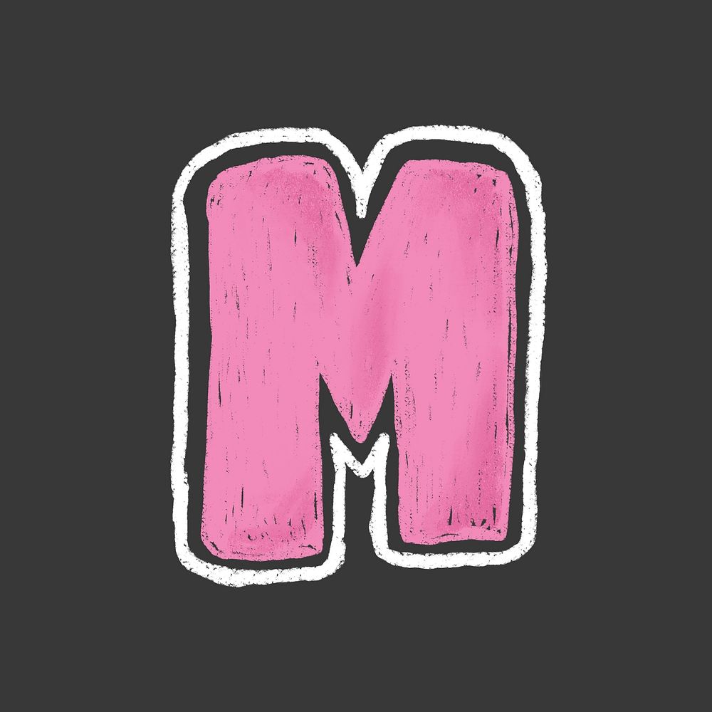 Letter M crayon font illustration