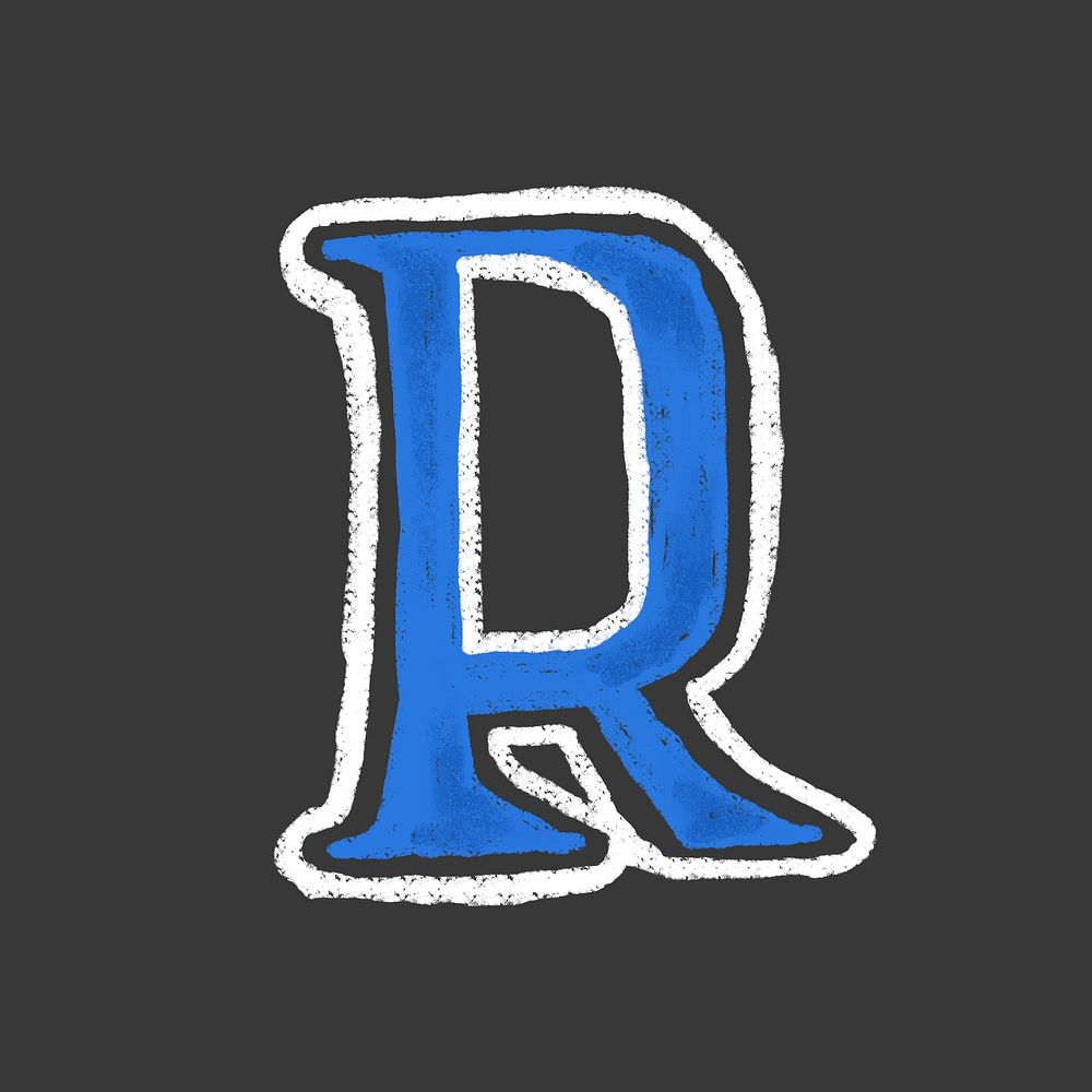 Letter R crayon font illustration