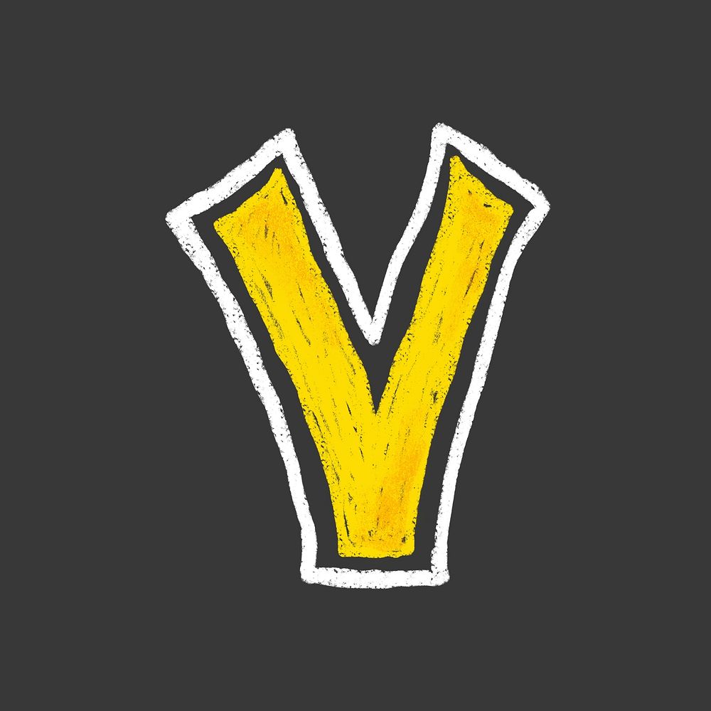 Letter V crayon font illustration