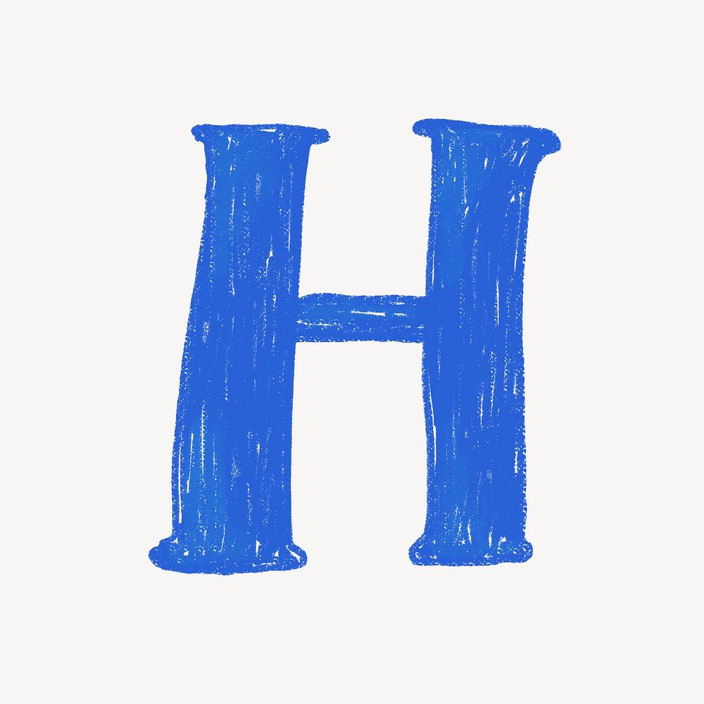 Letter H crayon font illustration