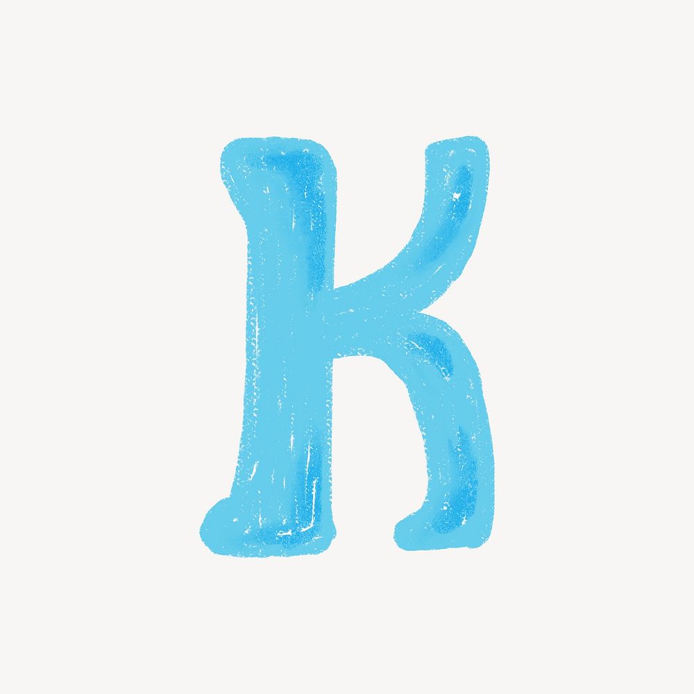 Letter K crayon font illustration