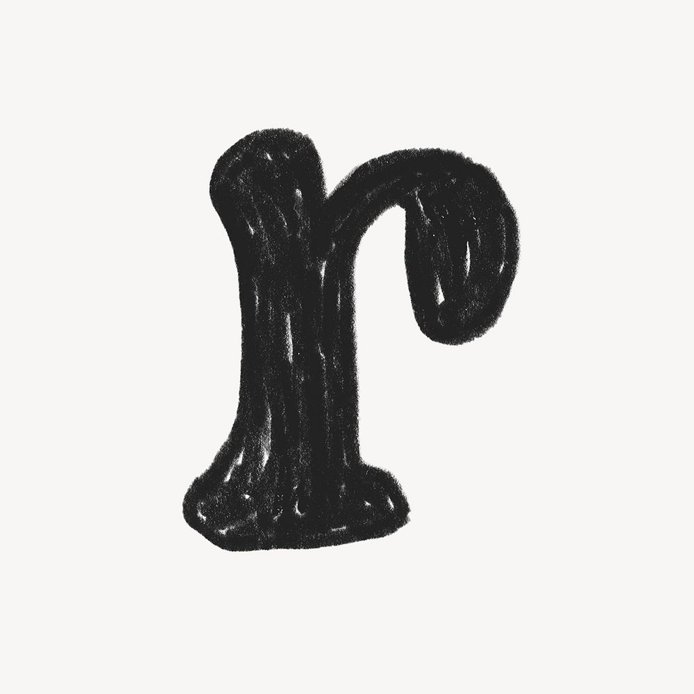 Letter r crayon font illustration