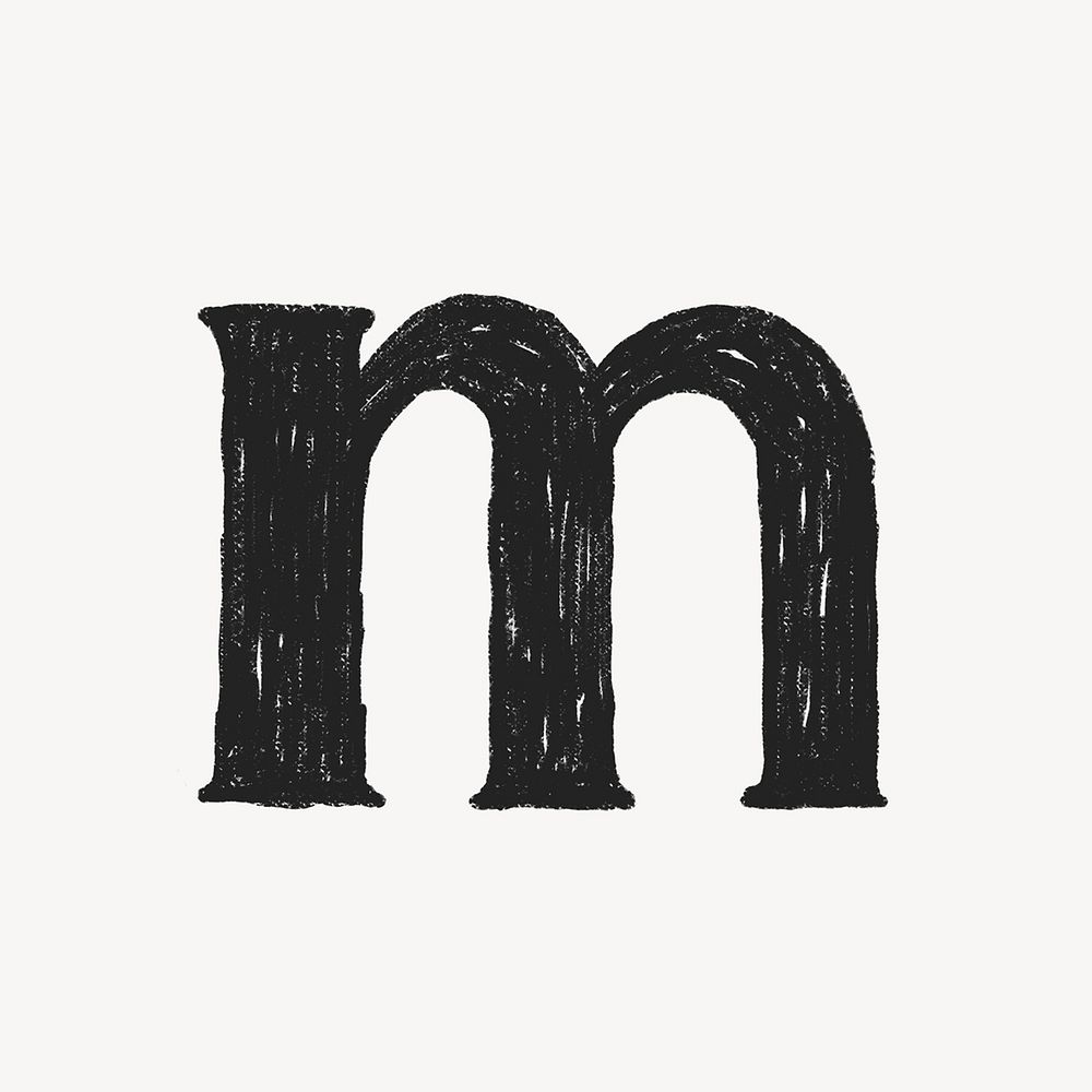 Letter m crayon font illustration