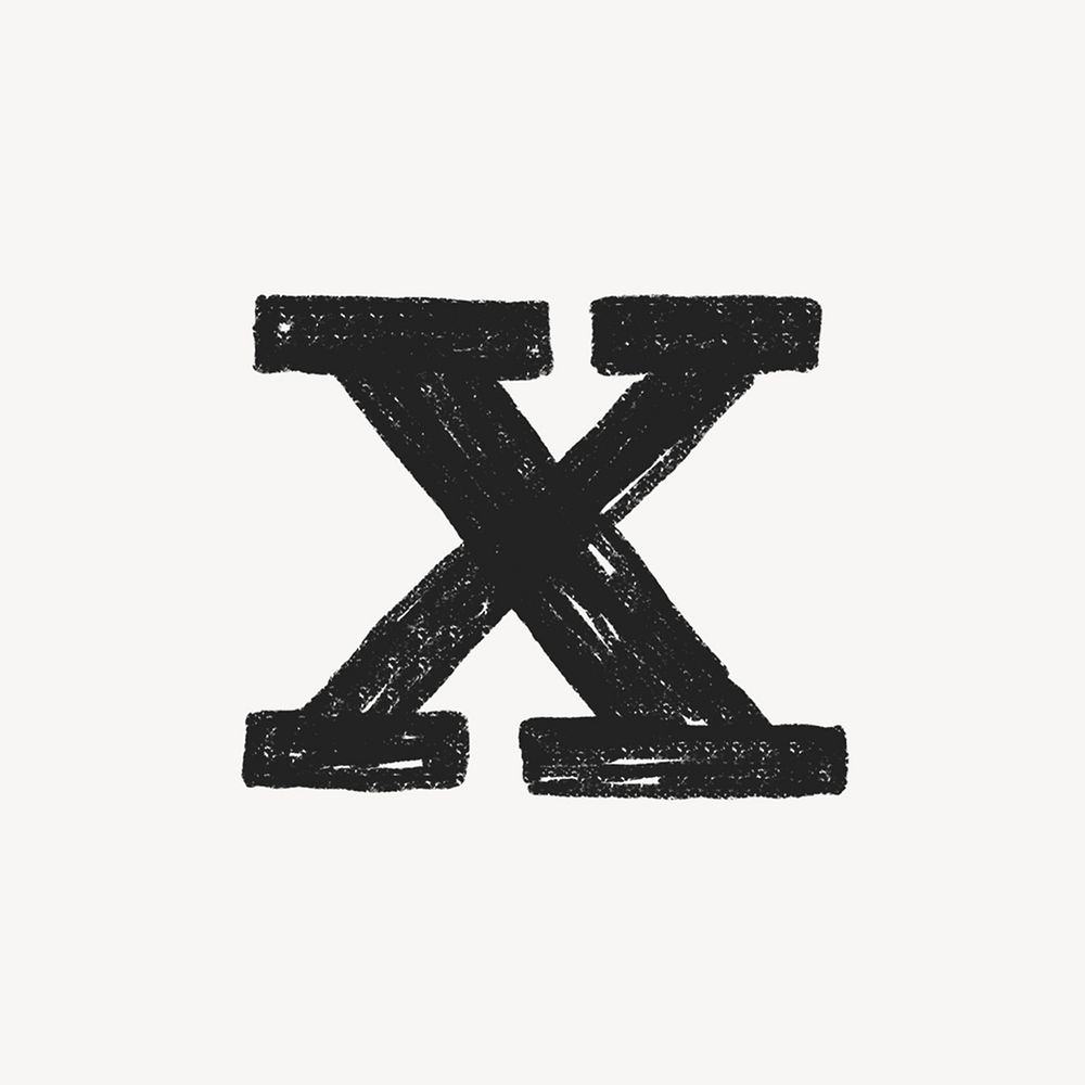 Letter x crayon font illustration