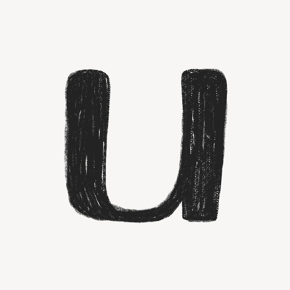 Letter u crayon font illustration
