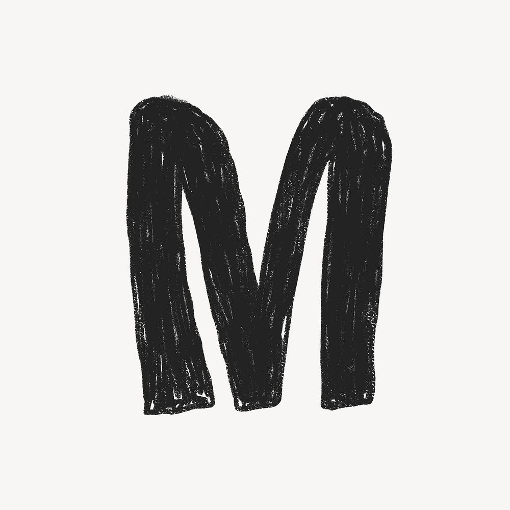 Letter M crayon font illustration