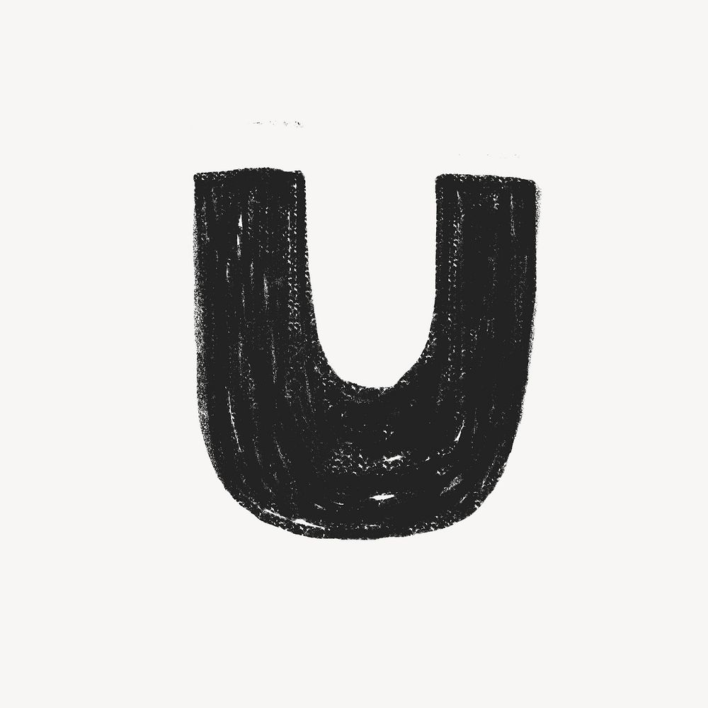 Letter U crayon font illustration