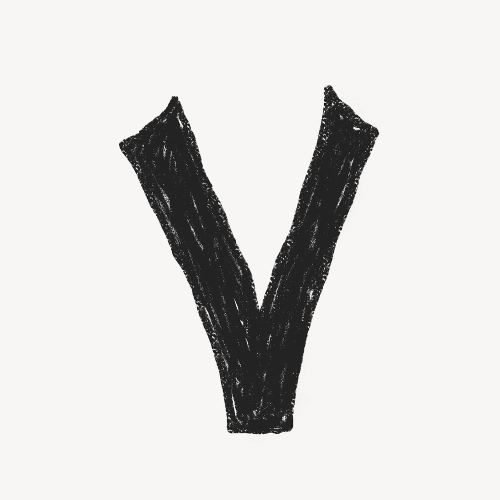 Letter V crayon font illustration