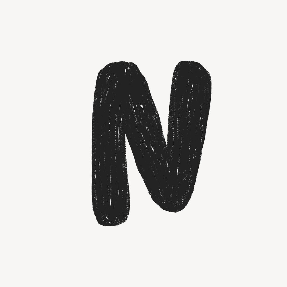 Letter N crayon font illustration