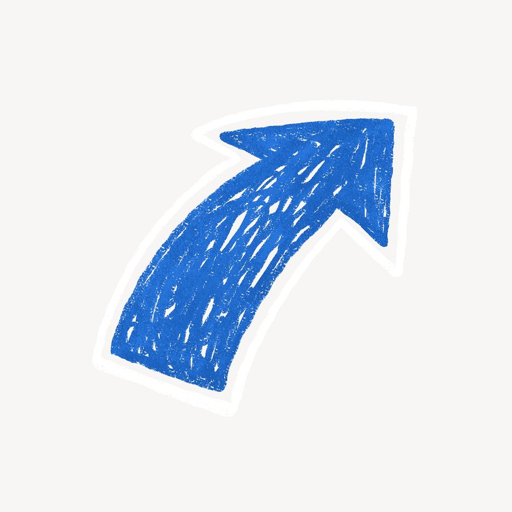 Blue arrow icon cute crayon illustration