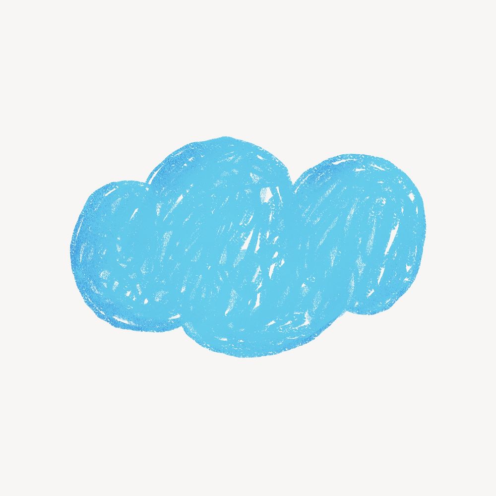 Blue cloud icon cute crayon illustration