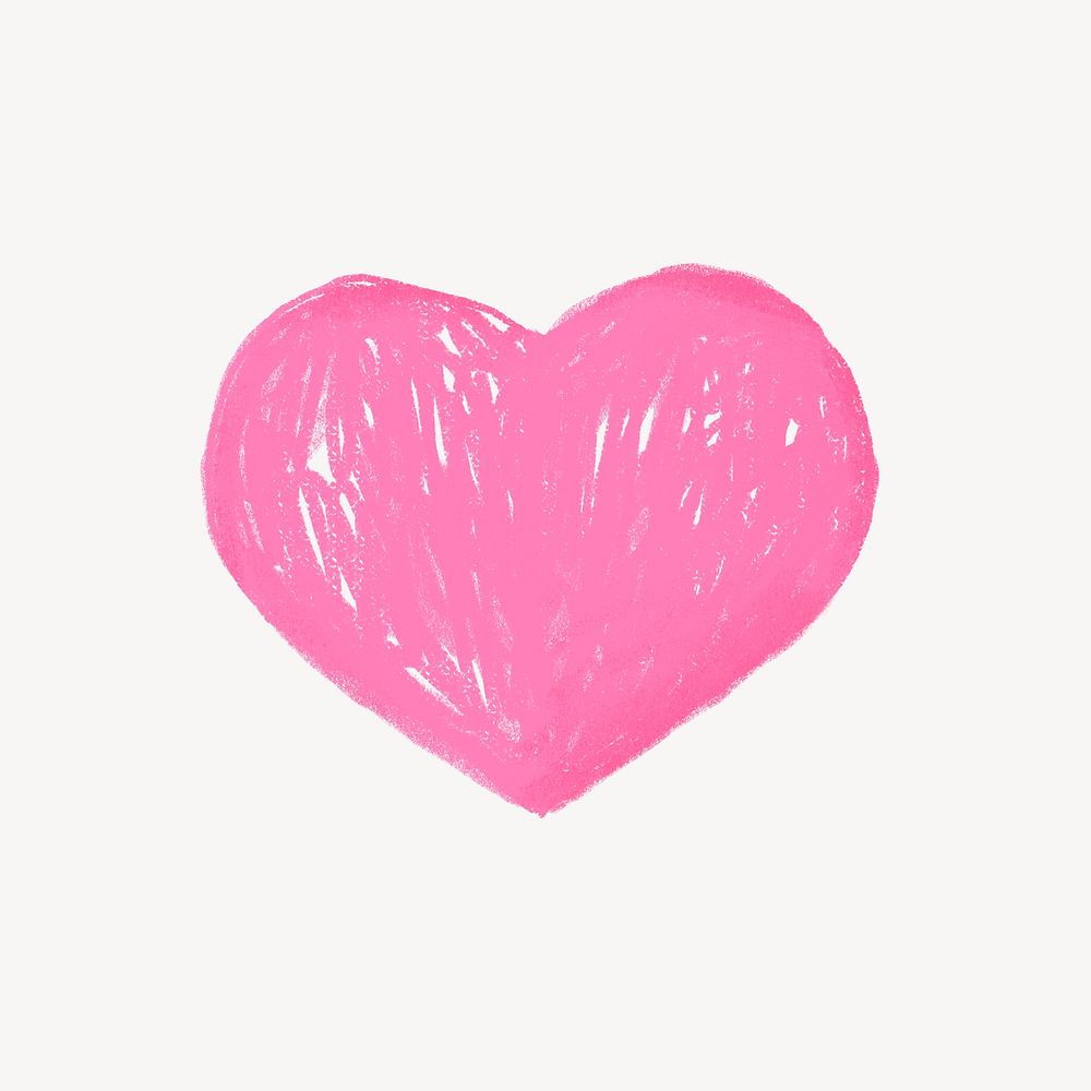 Pink heart icon cute crayon illustration