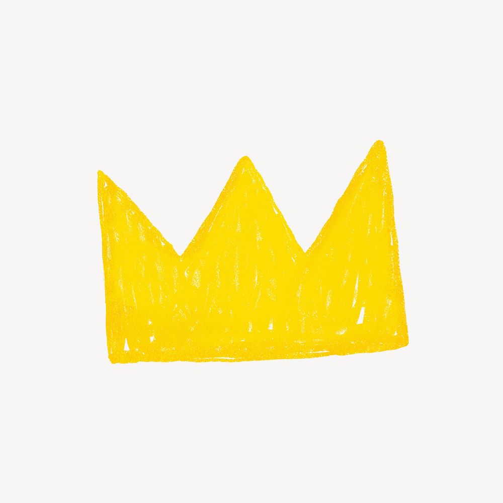 Yellow crown icon cute crayon illustration