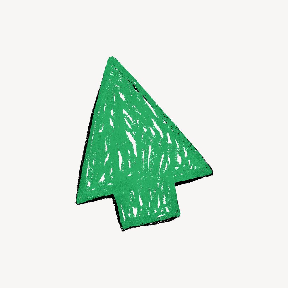 Green cursor icon cute crayon illustration