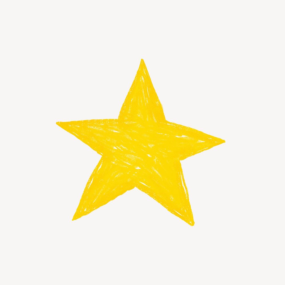 Yellow star icon cute crayon illustration