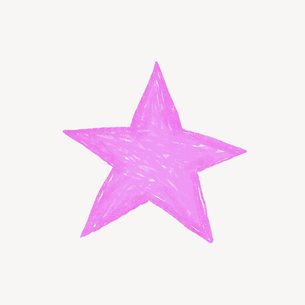 Pink star icon cute crayon illustration