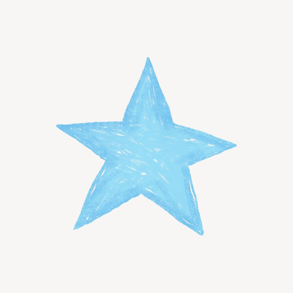 Blue star icon cute crayon illustration