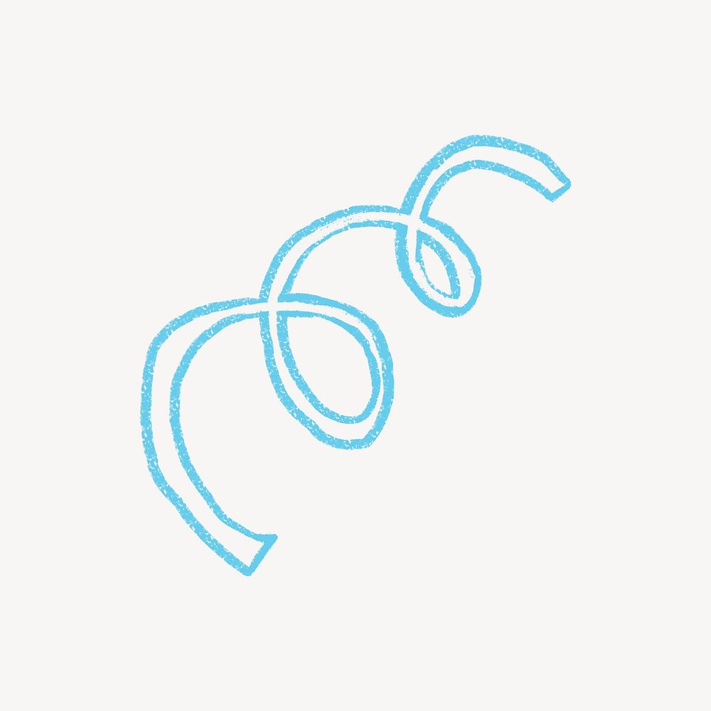 Blue squiggle icon cute crayon illustration