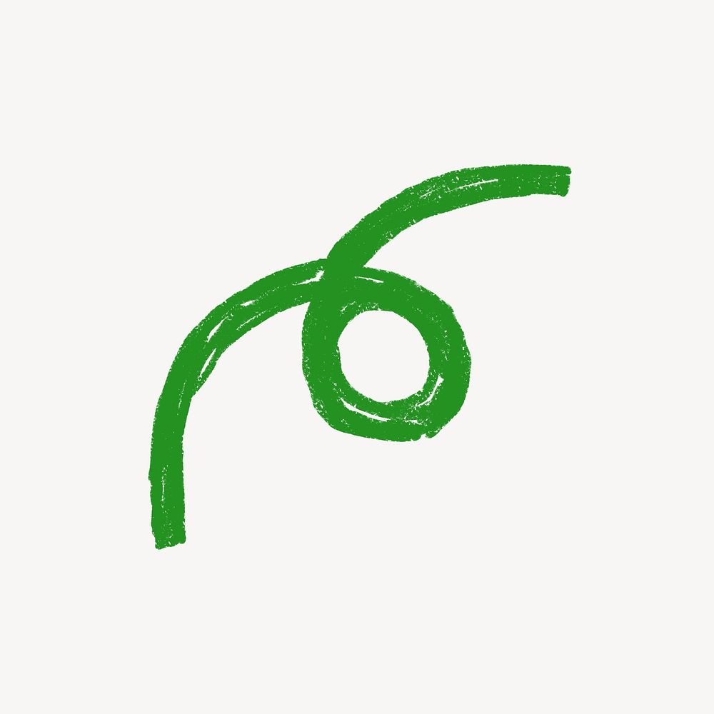 Green squiggle icon cute crayon illustration