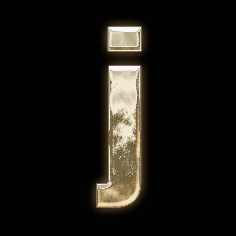 Letter j, gold font illustration