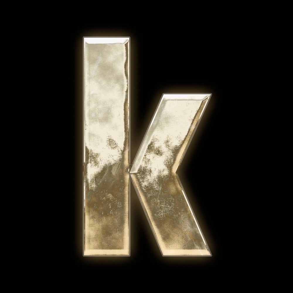 Letter k, gold font illustration