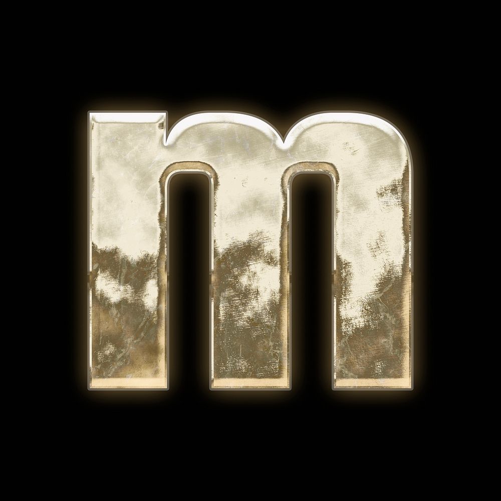 Letter m, gold font illustration
