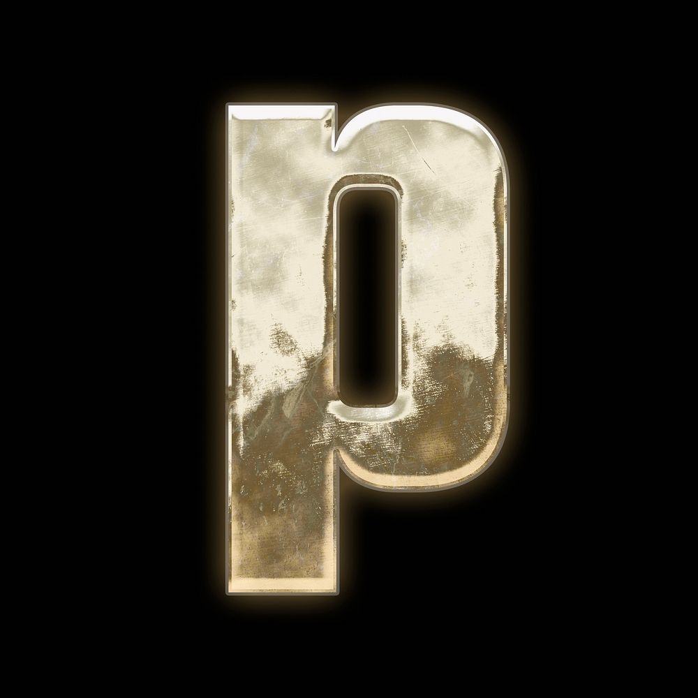 Letter p, gold font illustration
