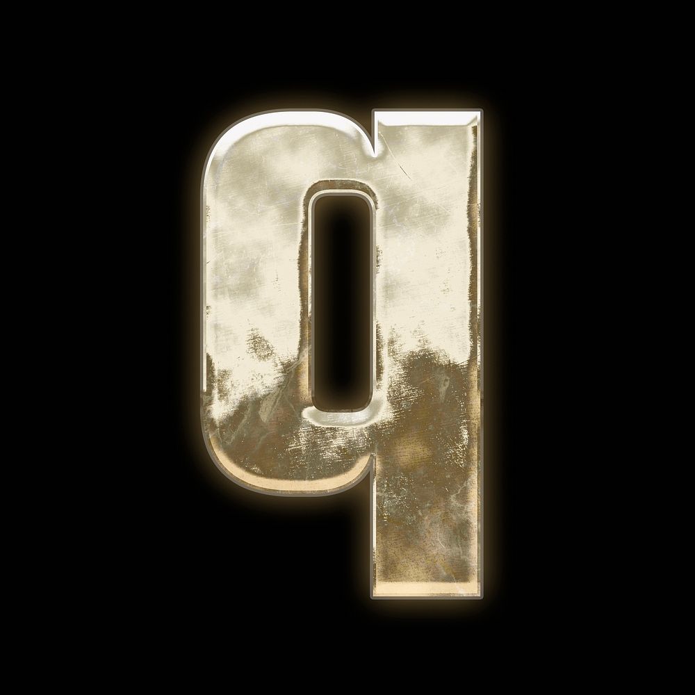 Letter q, gold font illustration