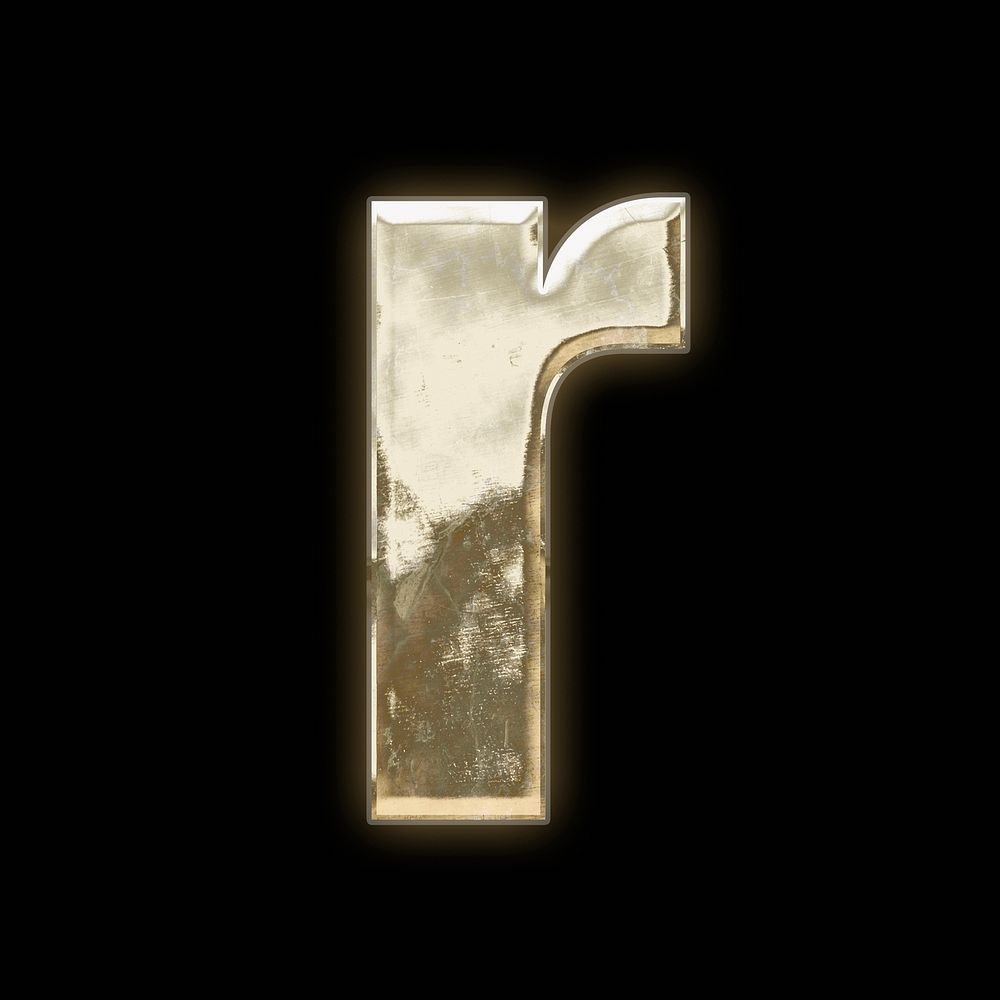 Letter r, gold font illustration