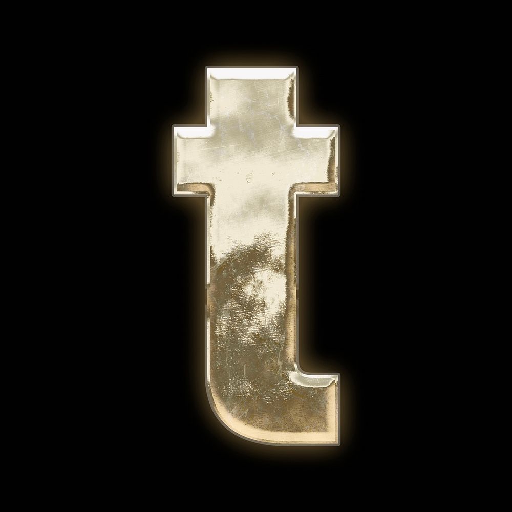 Letter t, gold font illustration