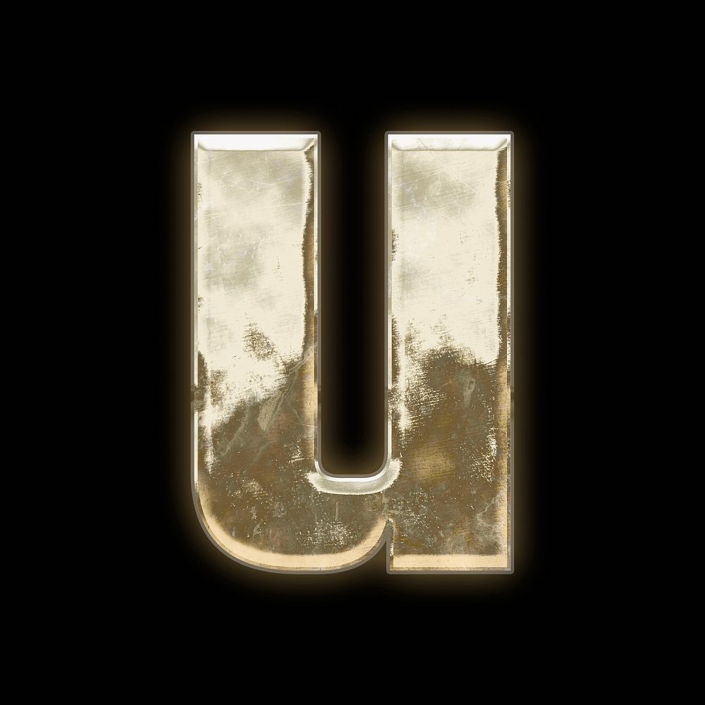 Letter u, gold font illustration
