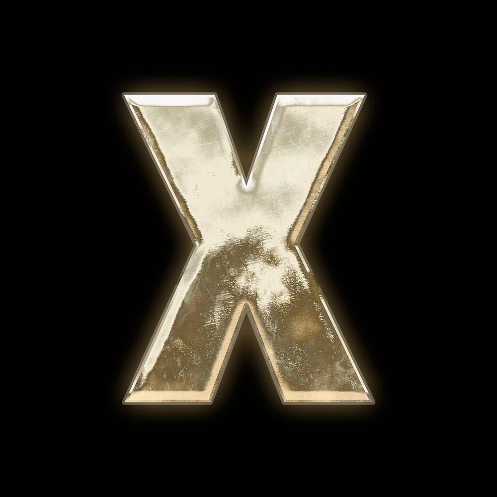 Letter x, gold font illustration