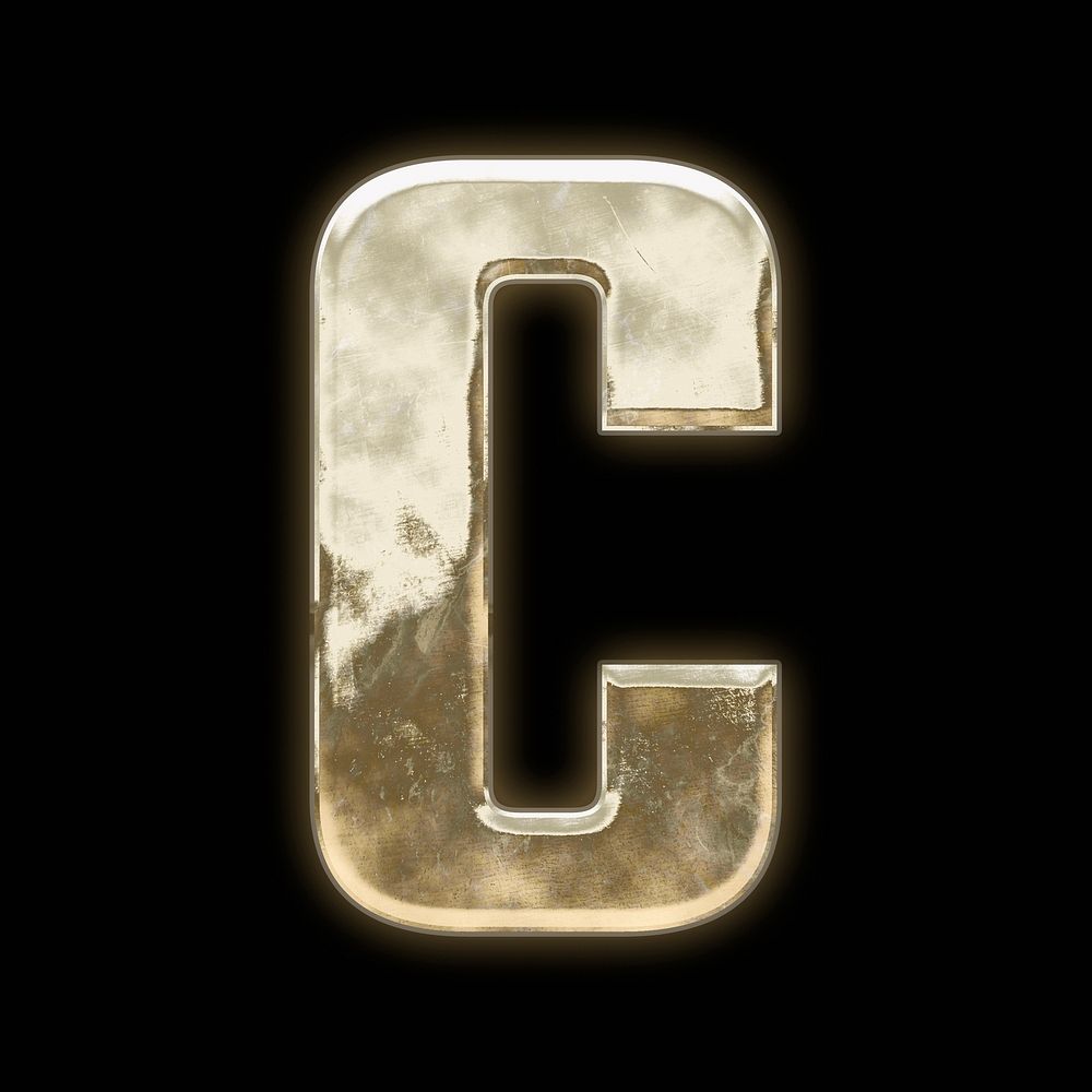 Letter C, gold font illustration