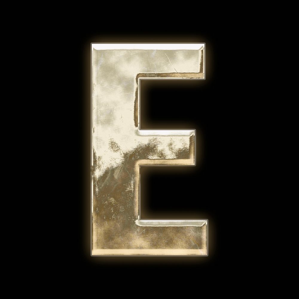Letter E, gold font illustration