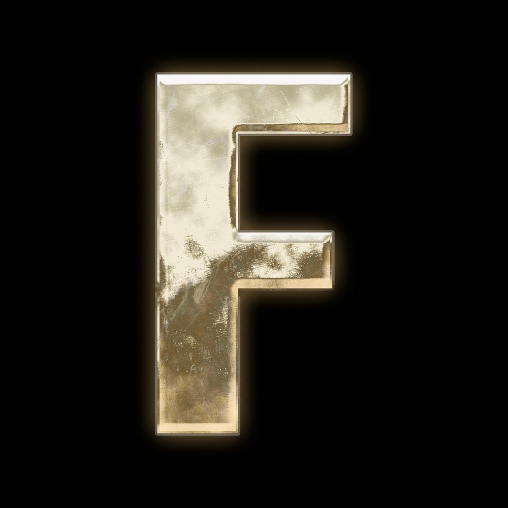 Letter F, gold font illustration