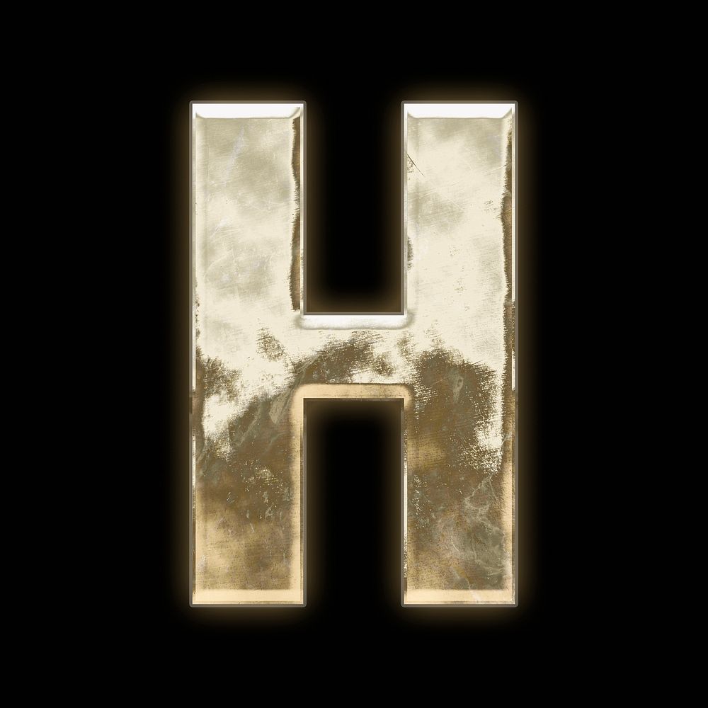Letter H, gold font illustration